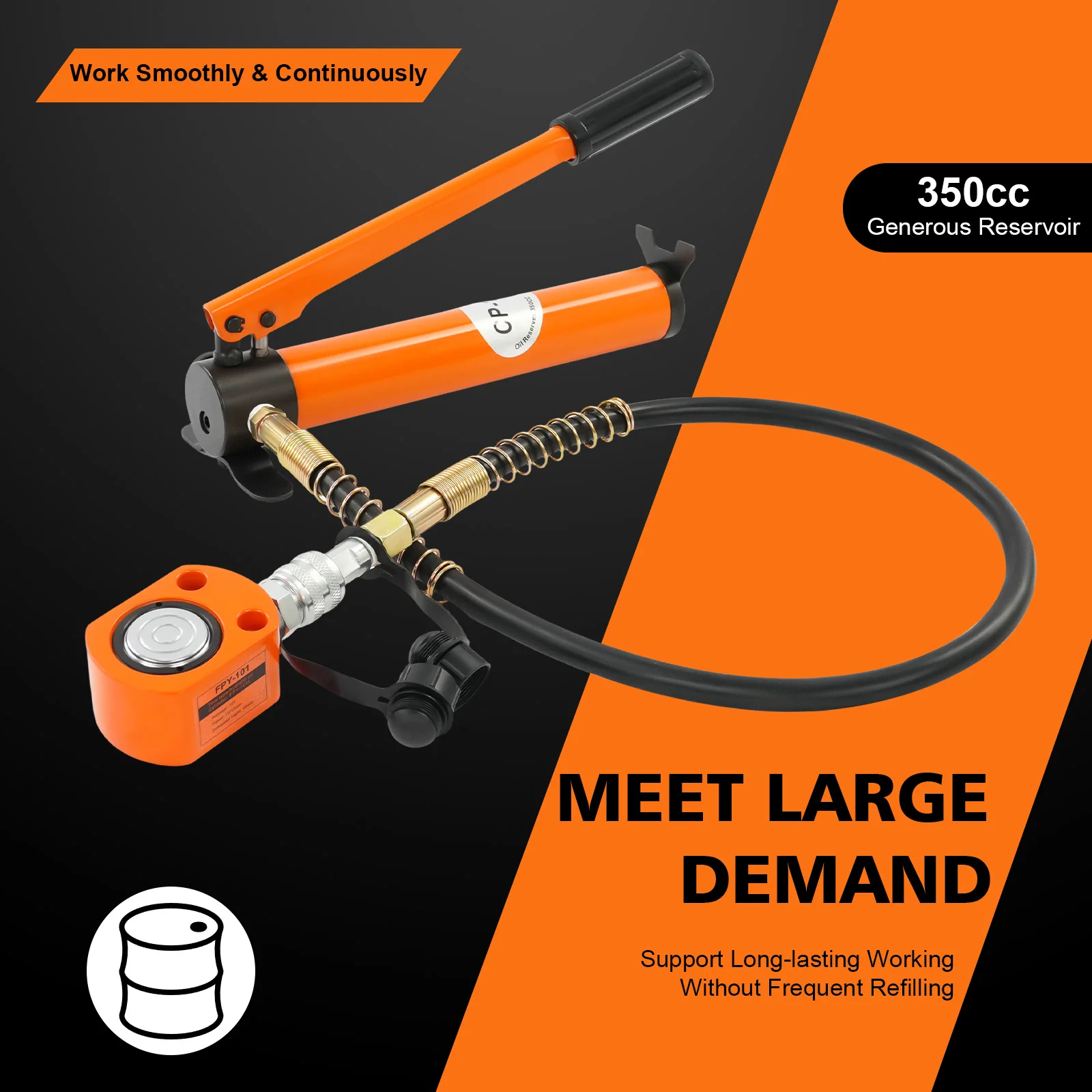 

10T Hydraulic Ram Cylinder Jack Single-Acting Mini Low Profile Porta Power Ram with Cp-180 Hydraulic Hand Pump 350CC 11MM Stroke