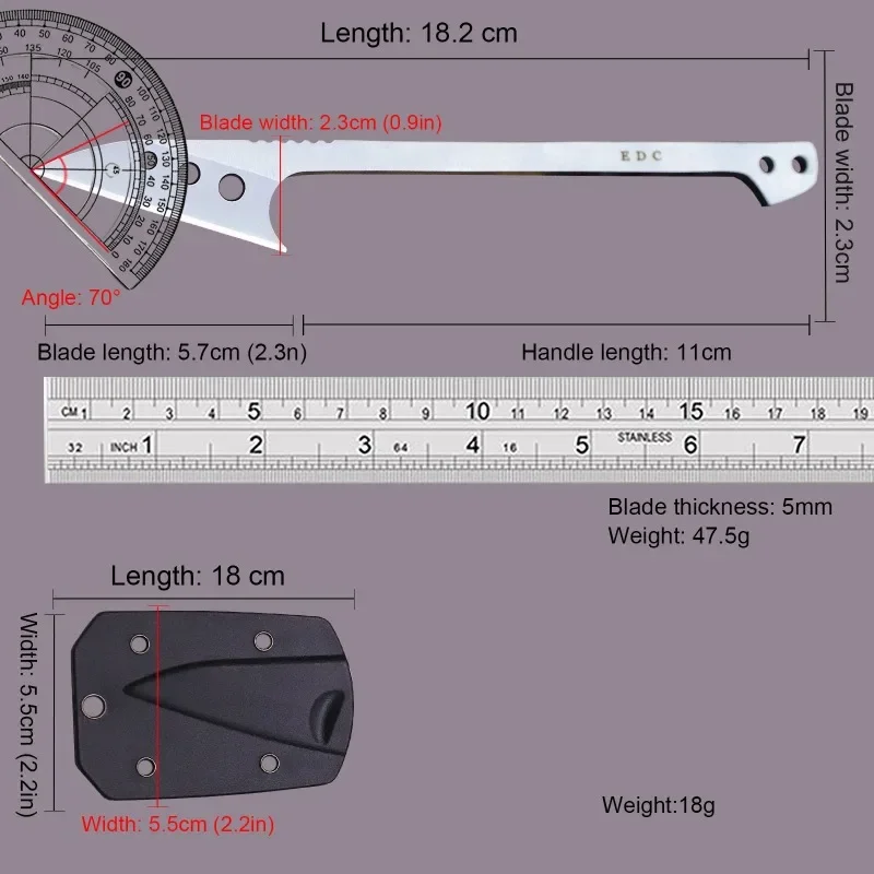 WPKOPYA USA 440c one-piece steel hunting knife +K sheath, EDC camping tool knife