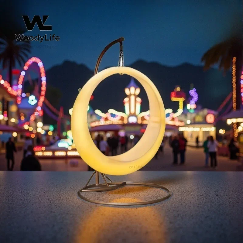 Swings Outdoor Courtyard Outdoor Hanging Chairs Rocking Chairs Multiplayer Children's Clock in Moon