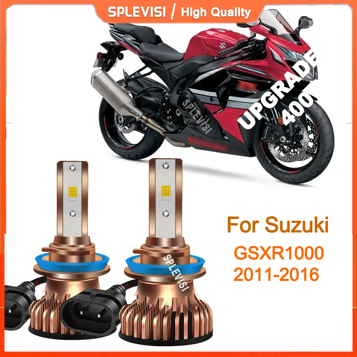 2PCS 6000K White H11 H9 LED Moto Headlight Headlamp Bulbs High Beam For Suzuki GSXR1000 2007 2008 2009 2011-2016