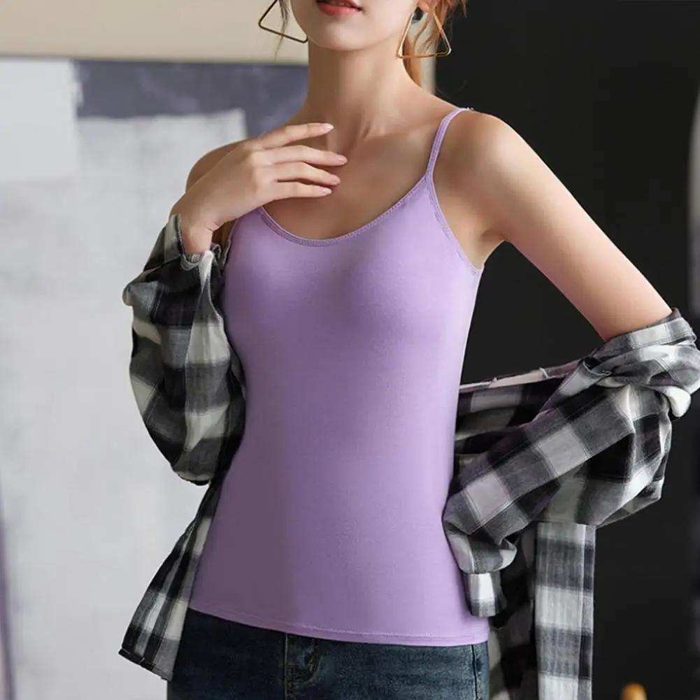 XXXXL Camisole Tank Top With Fixed Cup Women's Chest Padded Outer Wear Bottoming Underwear