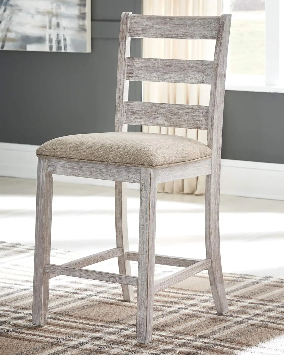 Barstool estofado, altura contrária, branco antigo, grupo de 2, 18,5 "D X 21,25" W X 41 "H, 24"