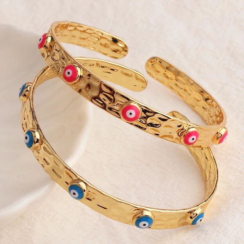 Luxus 18K Gold Überzogene Manschette Band Armband Für Frauen Evil Eye Armreif Mode Kristall Armband Indische Armreifen Frauen zubehör