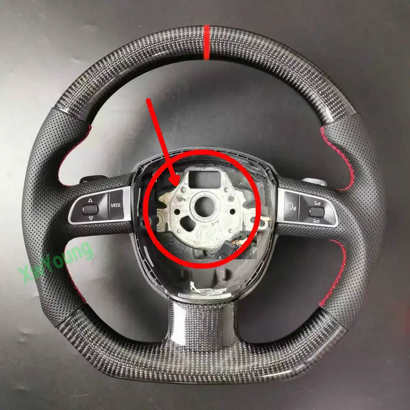 For Audi A3 8P A4 B7 A5 8T 8F A6 C6 Q5 8R Q7 4L 100% Real Carbon Fiber Car Steering Wheel With Leather