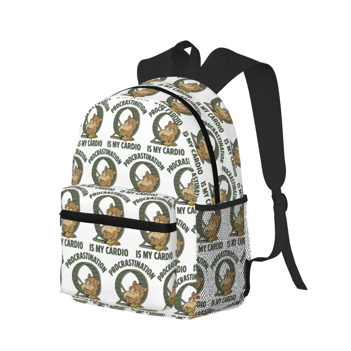 

Procrastination Is My Cardio Hamster Wheel Cartoon Student Backpack School Bag Daypack for Boys Girls Bookbag Shoulder Bags