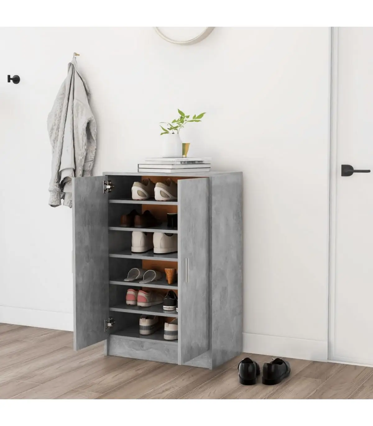 Shoemakers and shoe organizers Shoemaker furniture chipboard gray concrete 60x35x92 cm