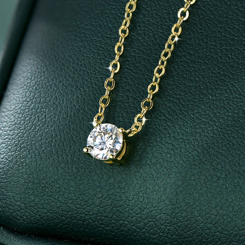 

Ehhai GRA Certified 4-5mm Round Moissanite Pendant Necklace Chain for Women 14K Gold Filled Neck Fine Jewelry Wedding Party Gift