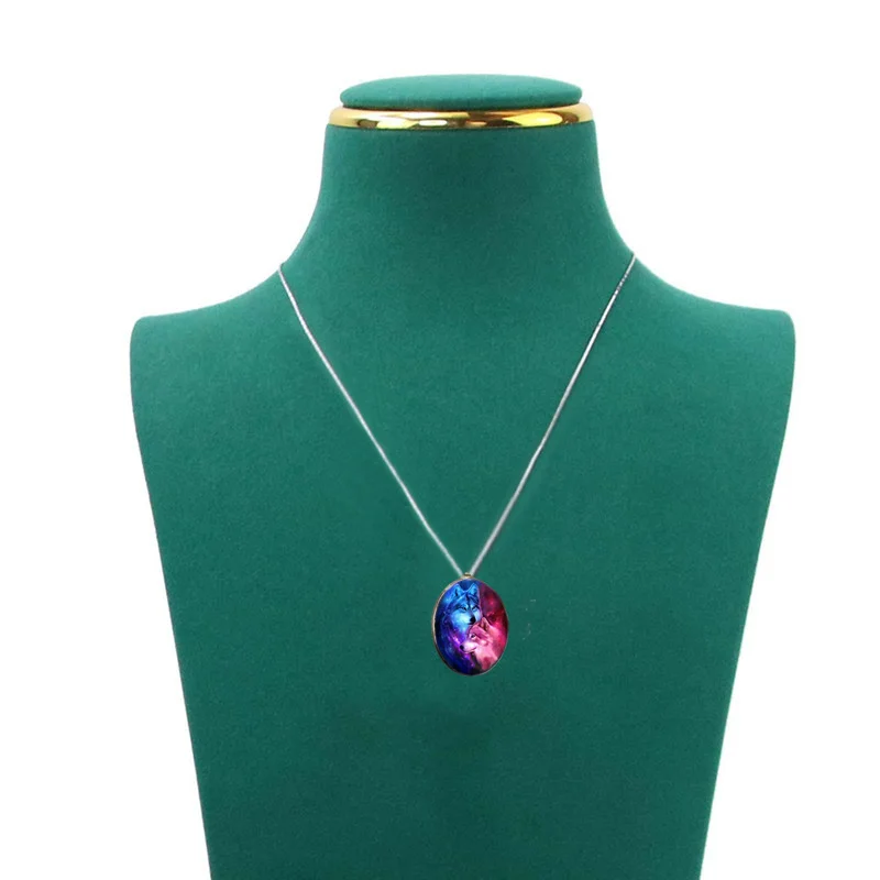 Fashion Men\'s Pendant Necklace Hip Hop Jewelry Creative Wolf Head Oval Pendant  Chain Necklace Festival Party Jewelry Gifts
