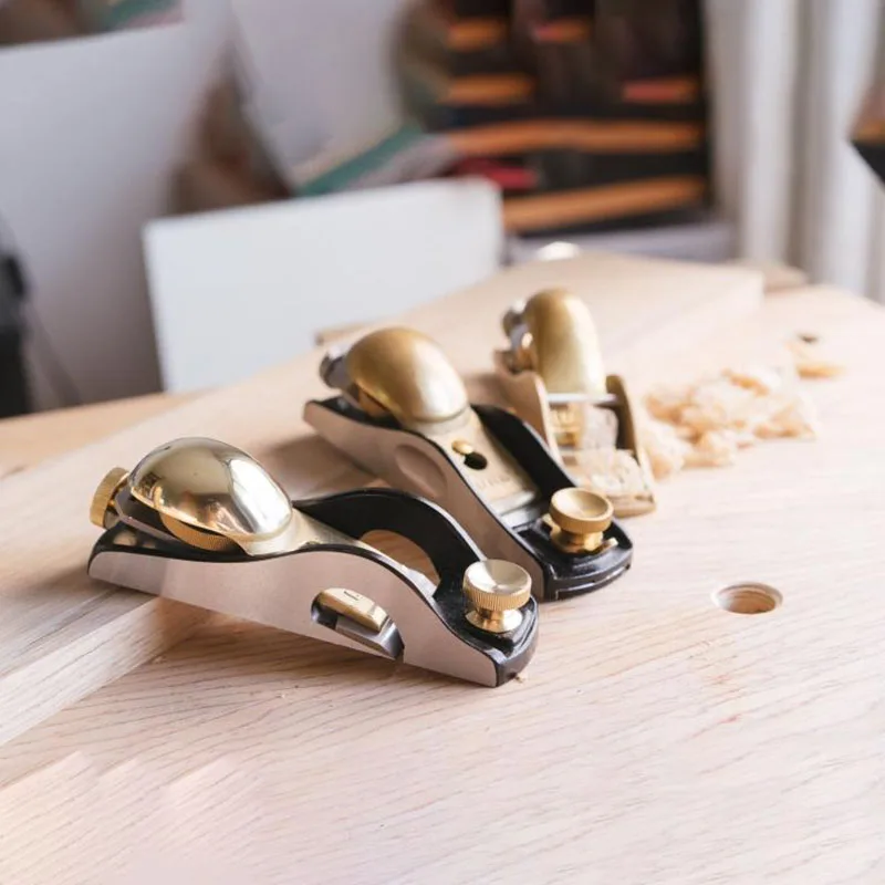 LUBAN 12 degrees 20 degrees low angle short planer iron copper mini European planer woodworking hand-push musical instrument mod