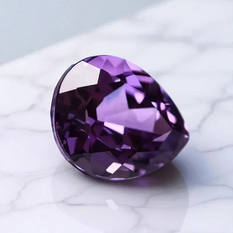 

L-Top Pear Shape Lab Grown Sapphire Purplish Blue Color VVS1 Gemstone for Charms Diy Jewelry Making Ring Optional AGL Certifica