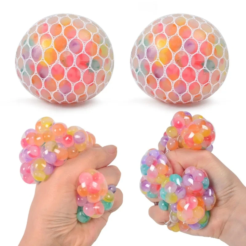 1PC Creative New Decompression And Ventilation Grape Ball Toys Tricolor Colorful Beads Grape Ball Pinch Le Children\'s Toys