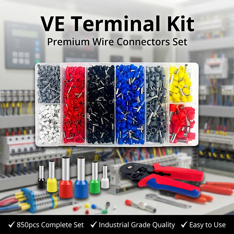 200-1900Pcs Electrical Tube Insulated Terminal VE Tubular Crimp Terminals Wire Cable Connector Ferrules Terminal Connectors