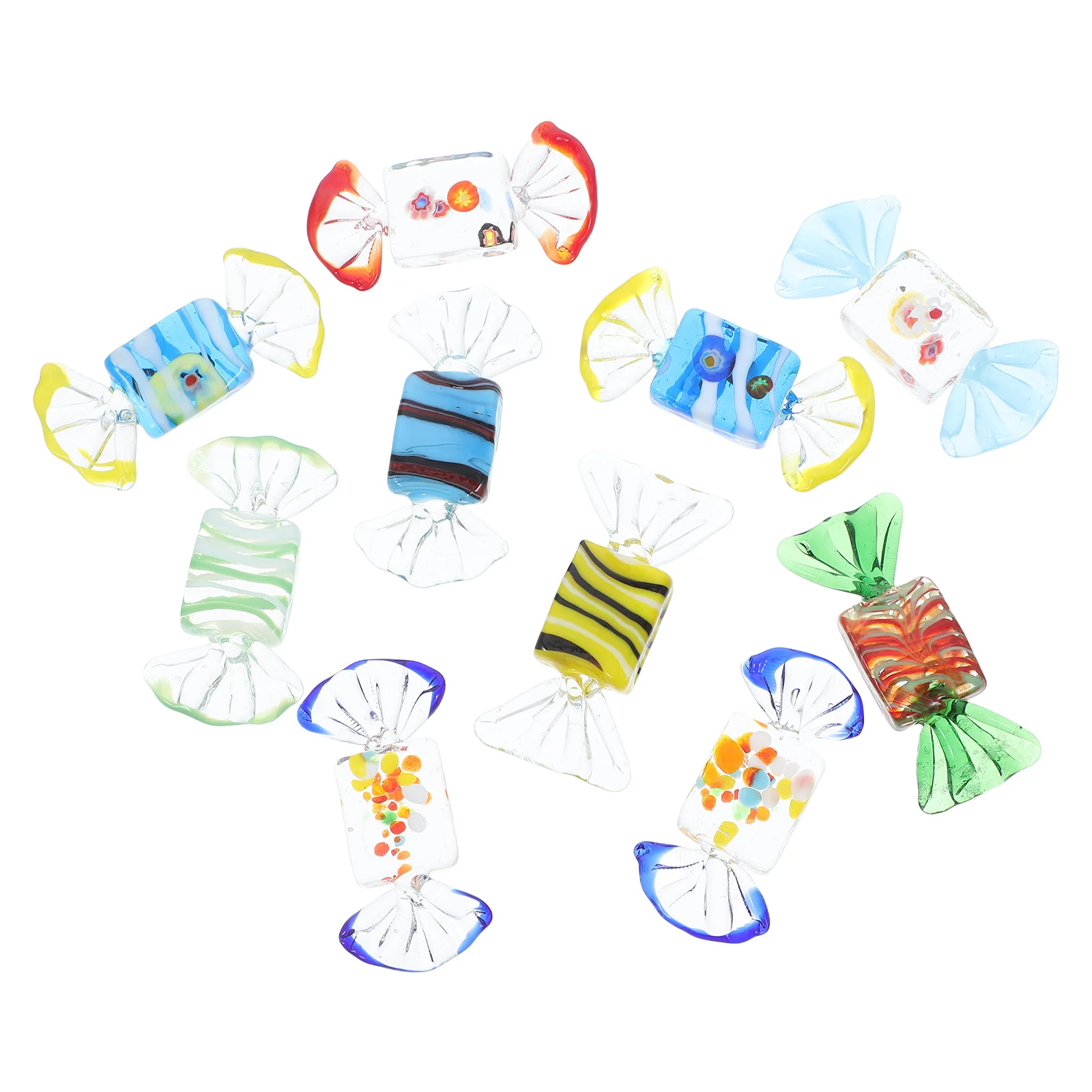 

10Pcs Colorful Vintage Glass Candy Ornaments for Wedding Party Home Decor Elegant Small Decorative Set Vintage Glass Candy