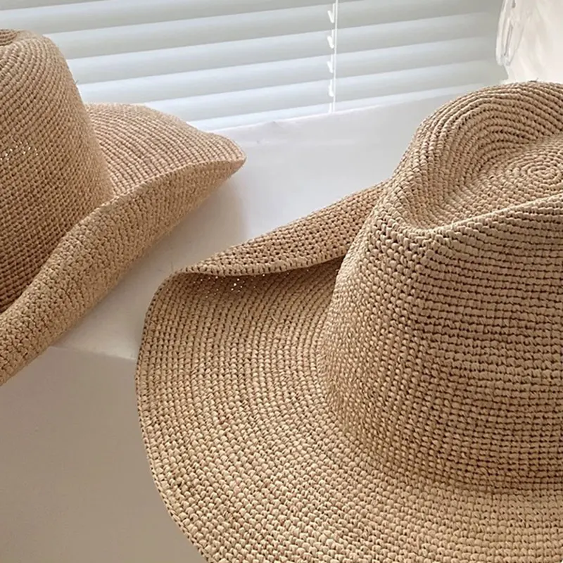 European And American Fashion Raffia Grass Vintage Western Hot Cowboy Straw Hats For Men Women British Style Panama Jazz Sun Hat