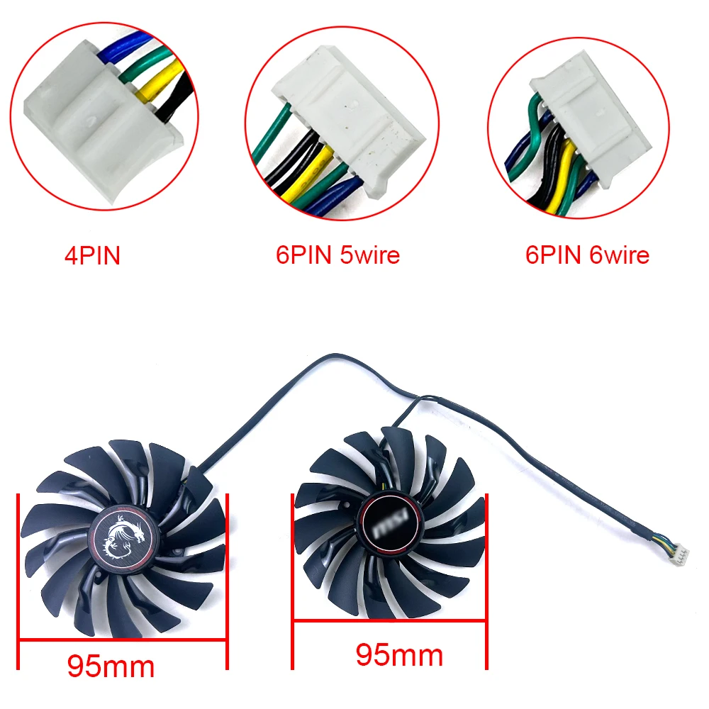 

Новый охлаждающий вентилятор 95 мм 4PIN/6pin PLD10010S12HH для MSI GTX 980Ti 980 970 960 950 R9 380 R9 390 R9 390X вентиляторы для карт Vieo