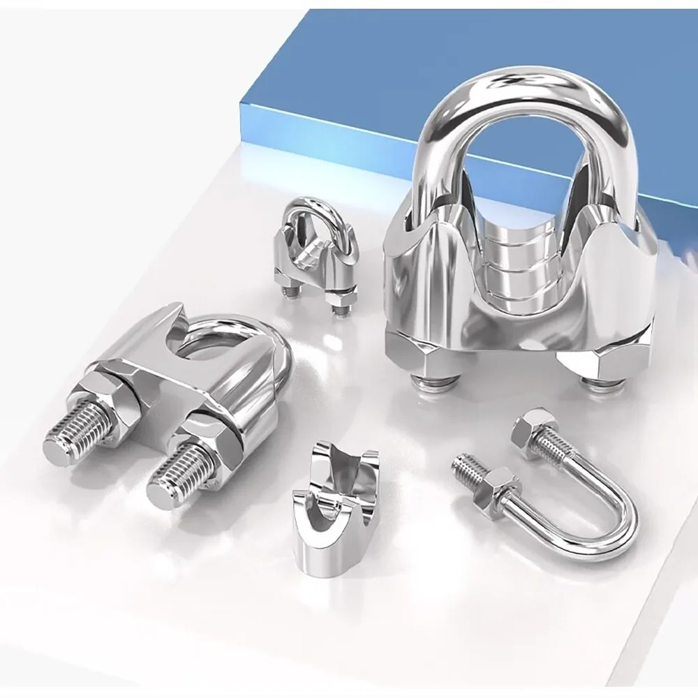 U Type M10 -M32 Cable Clamps Wire Rope Fixing Clip Bolts Saddle Fastener Metal Heavy Duty 304 Stainless Steel
