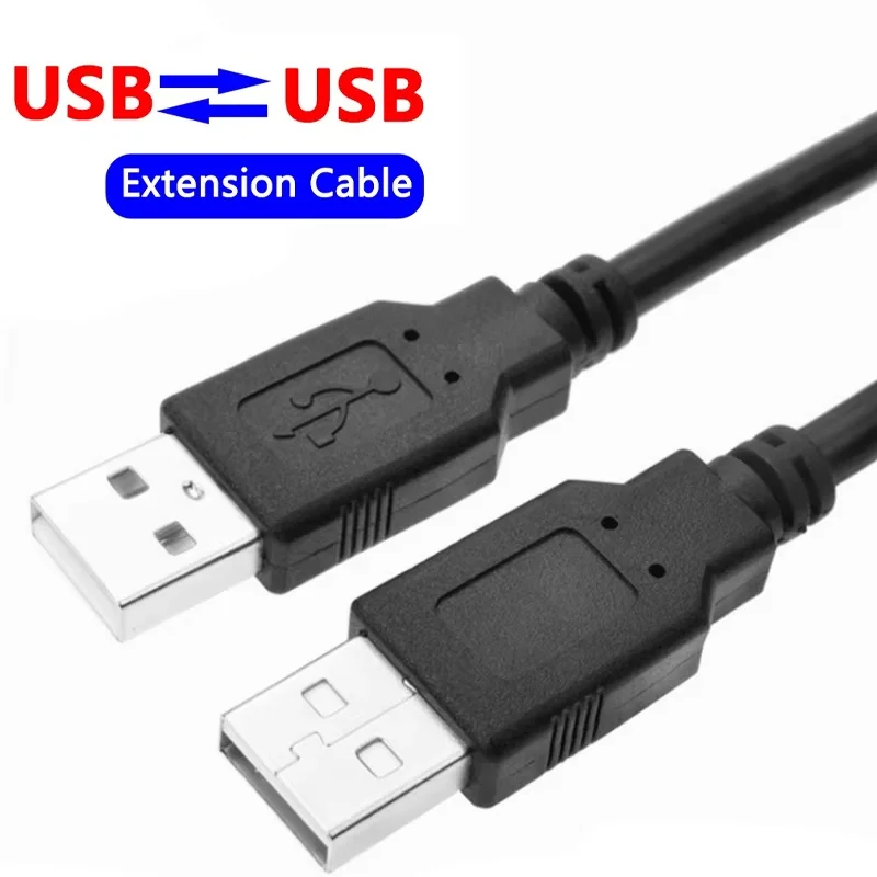 Cabo USB A para USB A, Cabo de Extensão USB Macho para Macho, Extensor de Transmissão de Dados USB para Radiador, Disco Rígido, Webcam, Câmera
