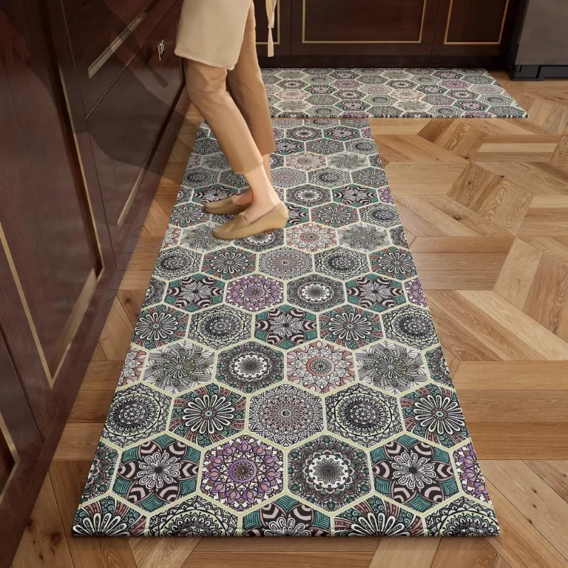 

Carpet for Kitchen Pvc Floor Mat Waterproof Non-slip Carpets Leather Anti-oil Foot Mats Retro Home Decoration Rug Cocina 러그