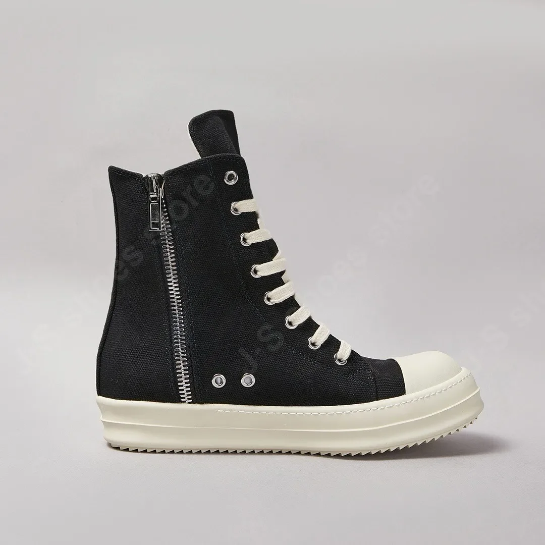 الكلاسيكية حذاء قماش أسود ماركة R-o حذاء الرجال عالية أعلى أحذية النساء حذاء كاجوال حذاء رياضة فاخر حذاء بوت بطول الكاحل الدانتيل يصل الأحذية المسطحة #2