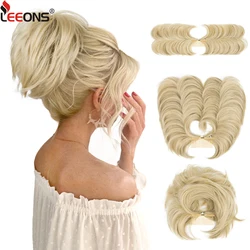 Sintético Bagunçado Straight Hair Bun Extension, Pentes de cabelo ajustáveis, Clip In Short Ponytail, Scrunchie Chignon Hairpieces