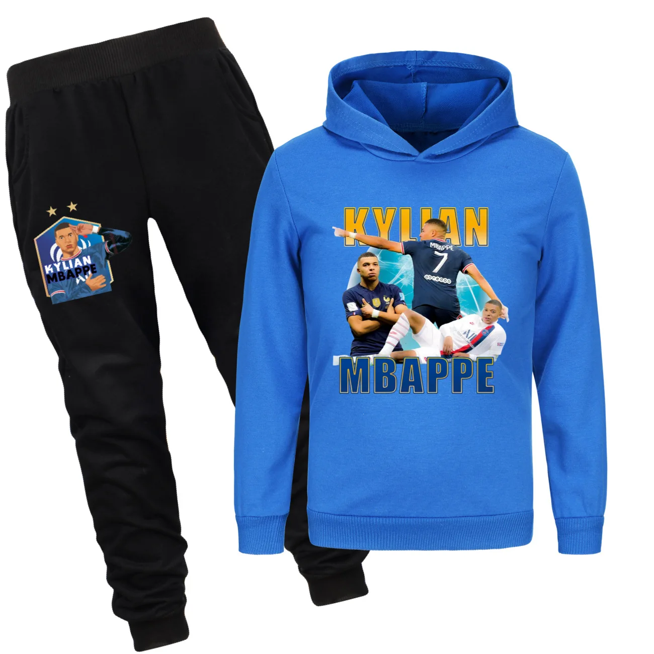 Hot Kylian mbappe Cosplay Costumes New Kids Football Idol Hoodies Boys Tops Sweatshirts+pants 2pcs sets Girls Clothes sportswear