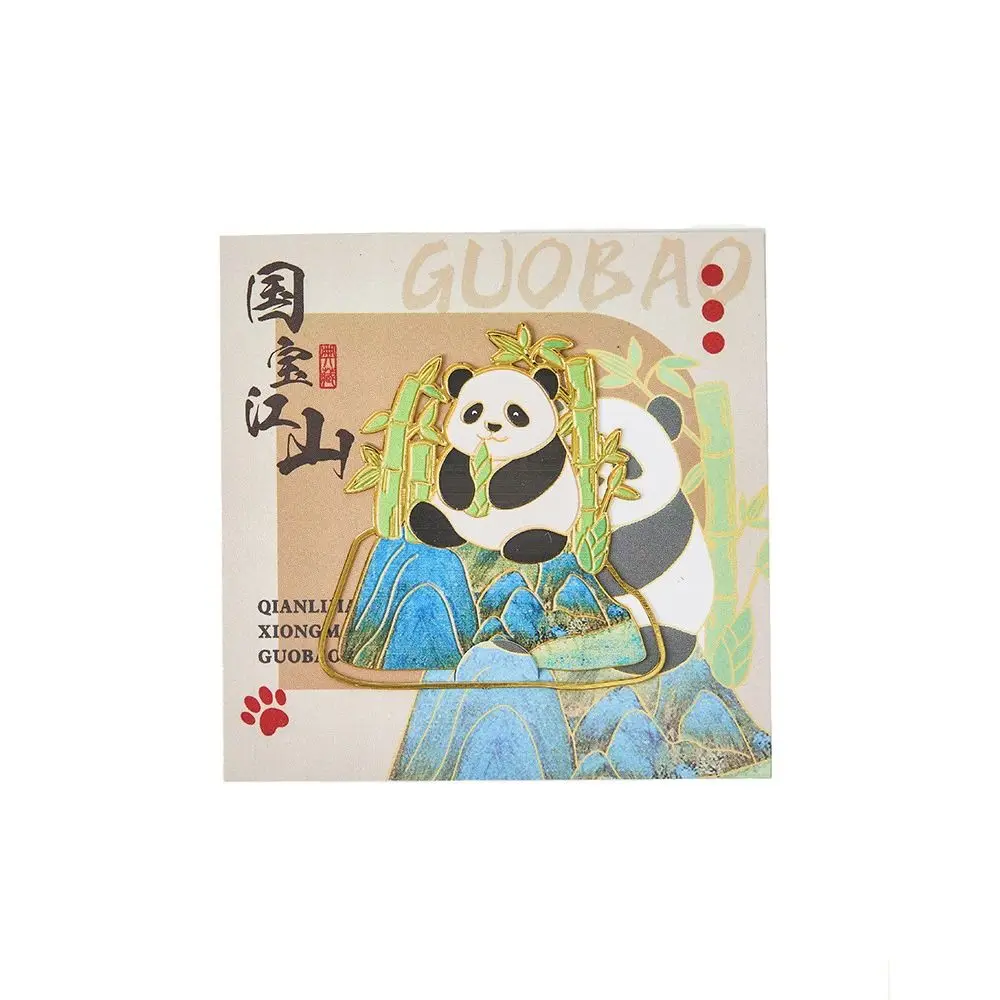 Requintado estilo chinês panda marcador paginação panda gigante marcador de metal oco adorável livro clipe crianças coleção