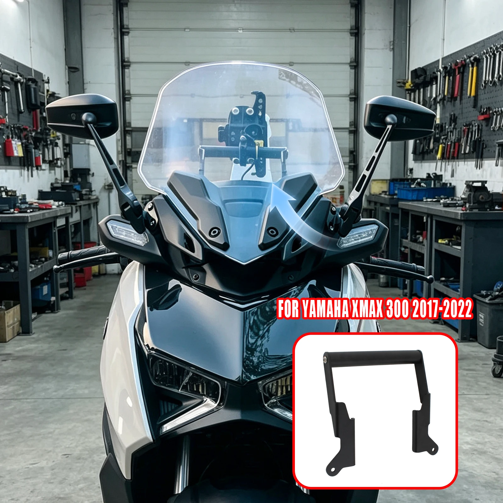 ヤマハxmax-300-xmax300-2017-2025年モデル用、バイク用ナビゲーションブラケット、スマートフォンホルダー、gpsスタンド、防振クロスバー、12mm-22mm。