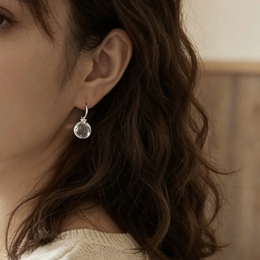 Crystal earrings s925 sterling silver, fashionable, simple and light luxury ear hook jewelry Crystal earrings
