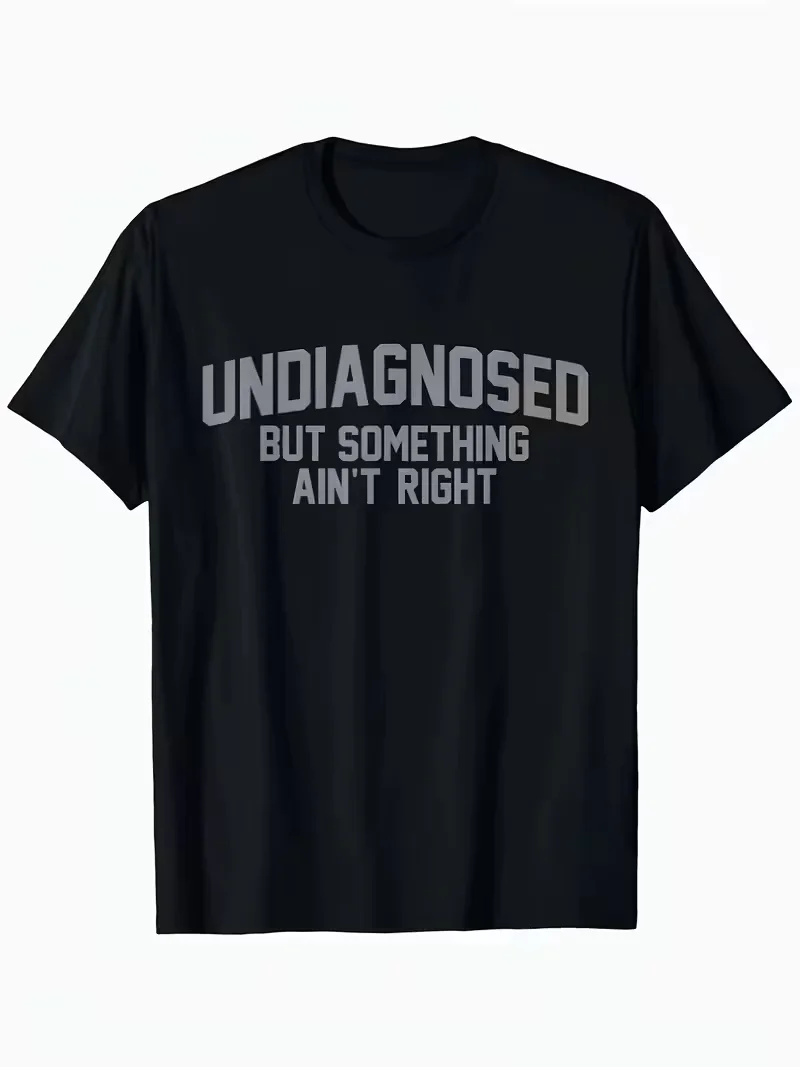 2025 Unisex Vintage Meme T-Shirt Lustiges 'Undiagnosiert, aber etwas stimmt nicht' T-Shirt für Männer und Frauen Streetwear Casual – Detail 3