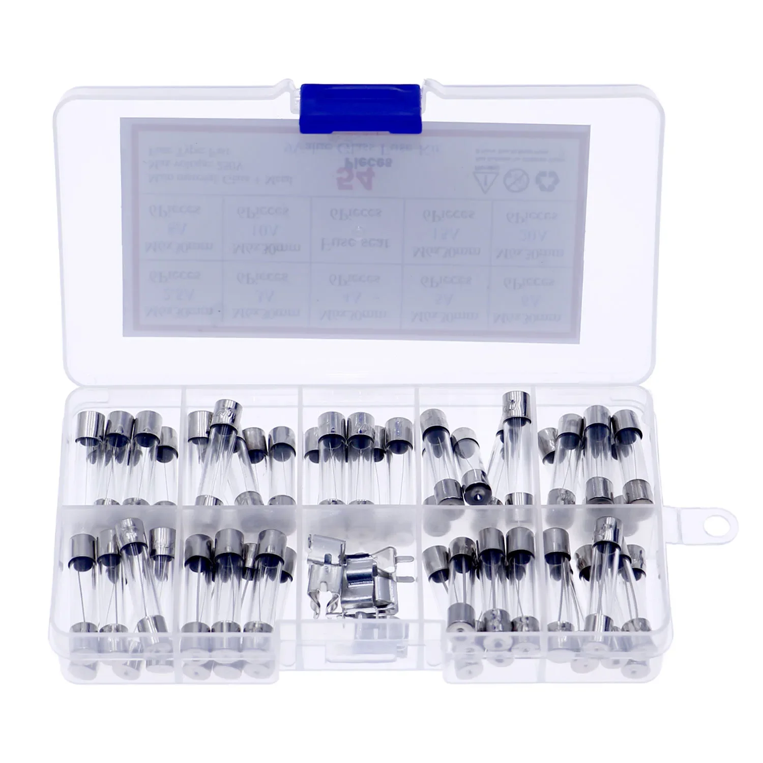 54pcs/Box 6x30mm Quick Blow Car Glass Tube Fast-Blow Fuses Assorted Kit Set 2.5A 3A 4A 5A 6A 8A 10A 15A 20AMP