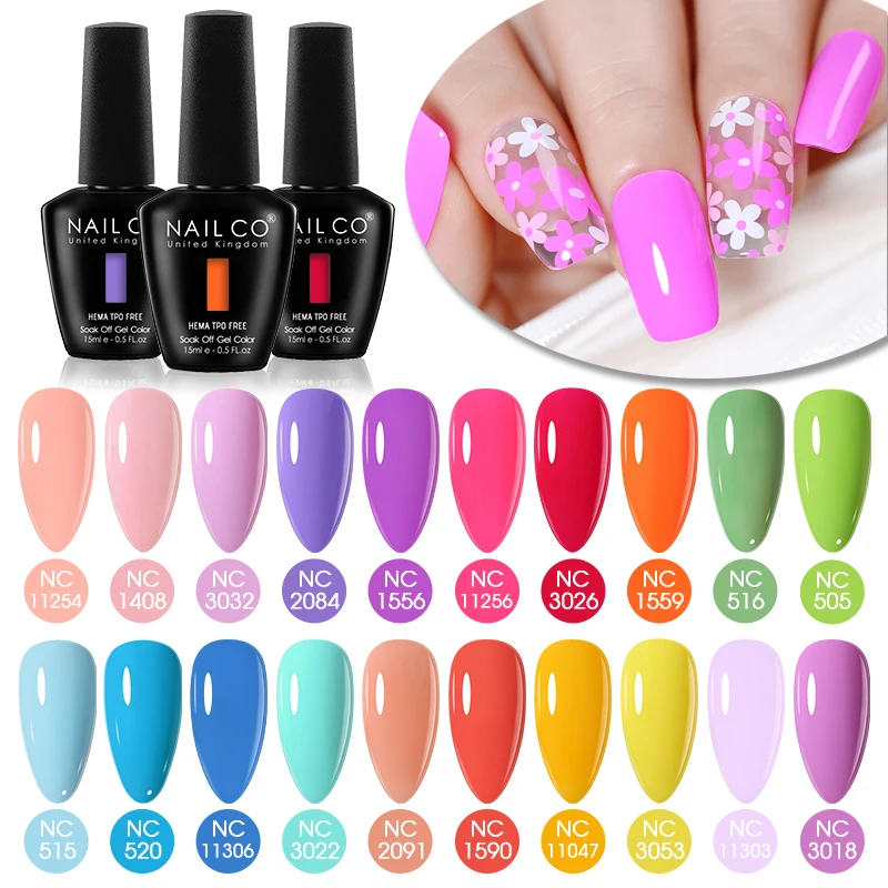 NAILCO Frühlings-Nagellack 15ml Semi-Permanent Soak-Off UV LED Lampe Hema TPO-frei Lack Gel Polish Ongle Matt Top Coat Gel
