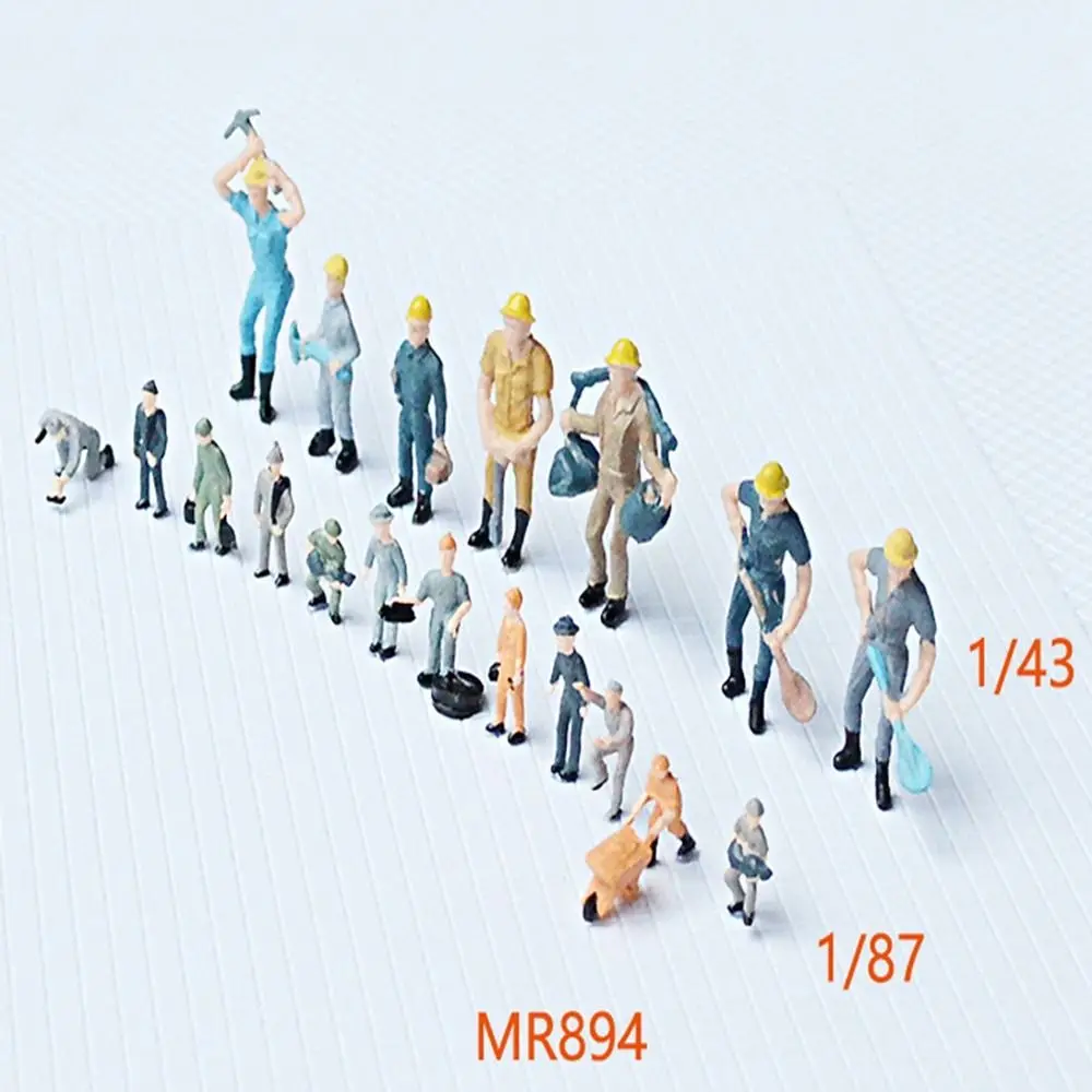 10/25pcs Mini Construction Worker Model New Plastic Building People Figures Mixed Color Pose Miniature Home Decorations