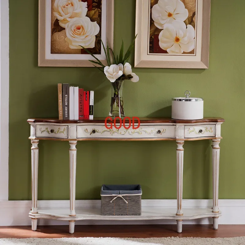 Hand Painted Console Corridor Aisle Wooden Console Tables Retro Table