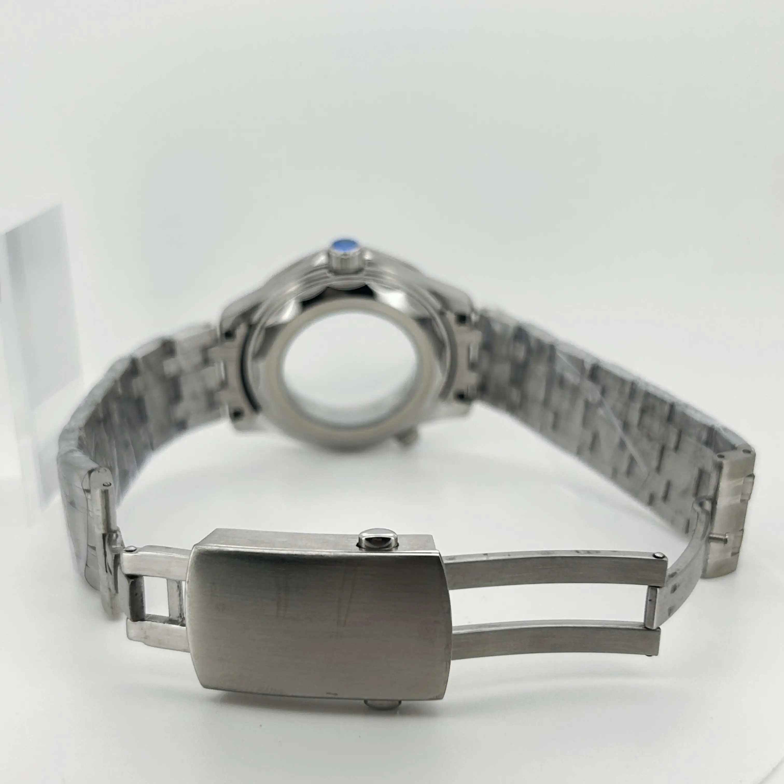 42 مللي متر الفضة حاوية من الفولاذ المقاوم للصدأ الزجاج المعدني صالح ل Omg الحصين 300 NH34 NH35 NH36 الرياضة مقاوم للماء الرجال حالة سوار فولاذي