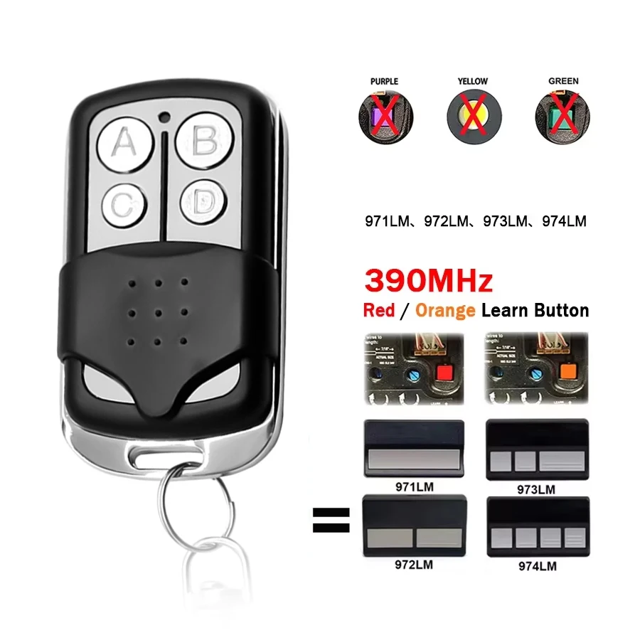 リフトマスターガレージドアリモート 973LM 971LM ゲートリモコン互換セキュリティ + オープナーレッド/オレンジ学習ボタン