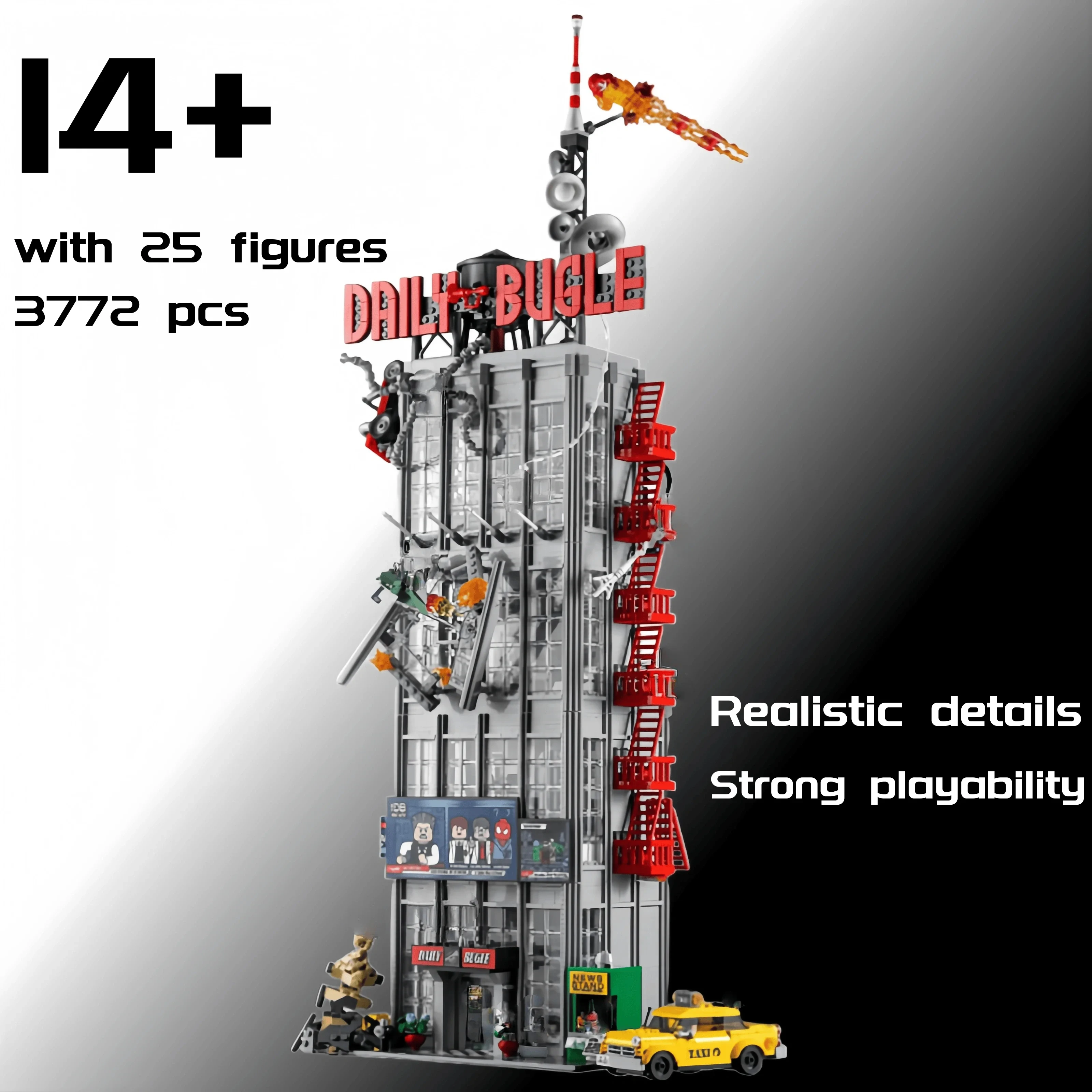 

New product 3772PCS Avengers Hero 76178 Spider Horn Daily Newspaper Building Construction Large Boy Assembly Toy