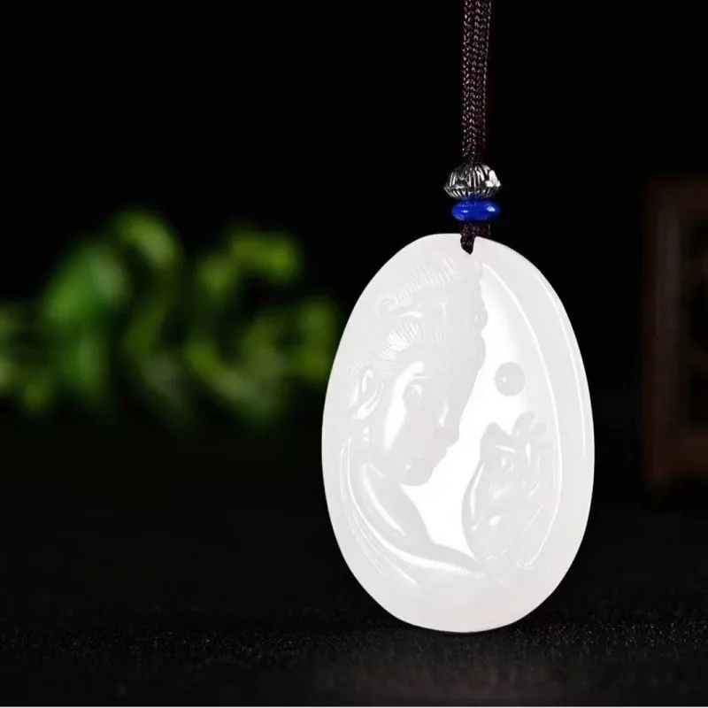 Golden Silk Jade Guanyin Pendant, Fashionable and Simple Jade Accessories