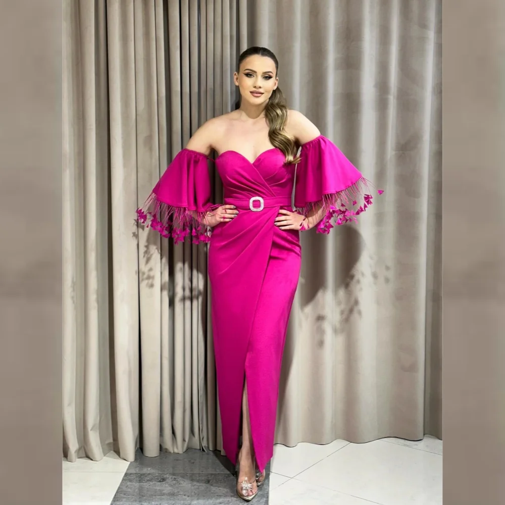  Evening  Sexy Casual  Jersey Pleat Ruffles Tassel Formal Evening A-line Off-the-shoulder Bespoke Occasion Gown