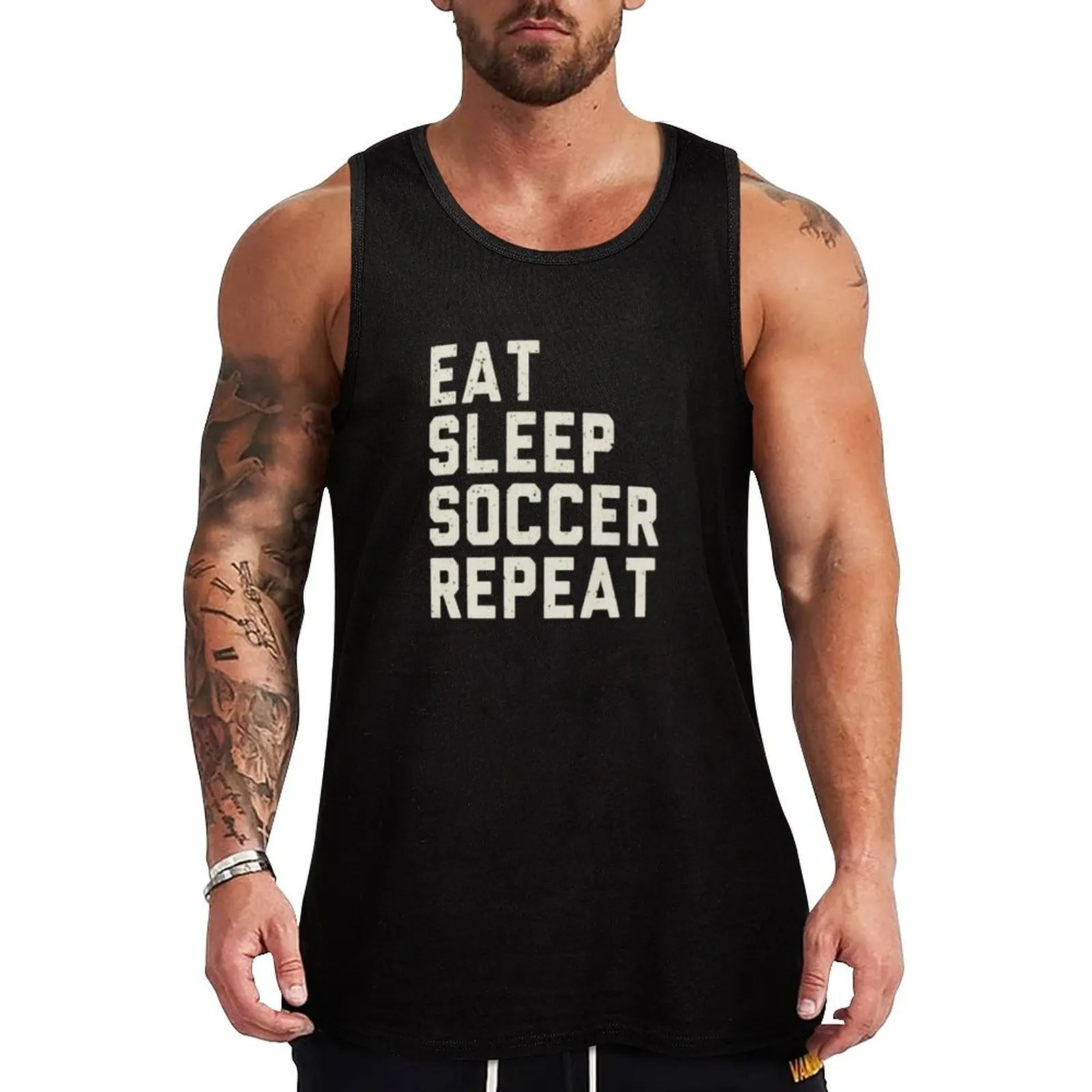 Eat Sleep Soccer Repeat Cool Vintage ?Soccer Player Gift Tank Top Relaxed Casual Tank Top Lightweight Summer Sleeveless