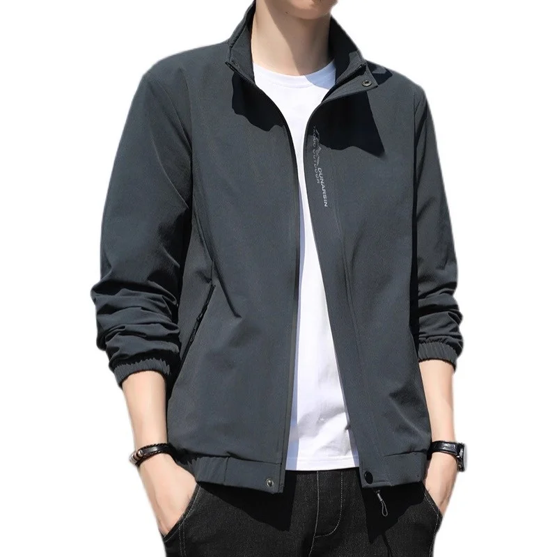 سترة رجالية جديدة لفصلي الربيع والخريف، زي بيسبول كاجوال، قميص عصري من نسيج البوليستر مع زخرفة سحاب، معطف مقاوم للرياح #4