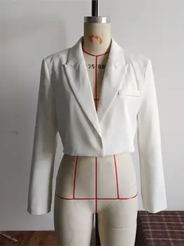 2025年新款春季時尚女士短版西裝外套,優雅純色西裝夾克,高街OL時尚黑色短外套 10 最佳銷售 短版西裝外套 - №5