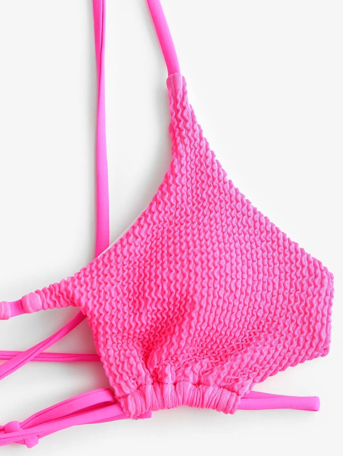 Zaful teksturowane wycięcie na ramiączkach strój kąpielowy bikini francuski krój w kształcie gwiazdy odpinane wyściełane damskie dwuczęściowe