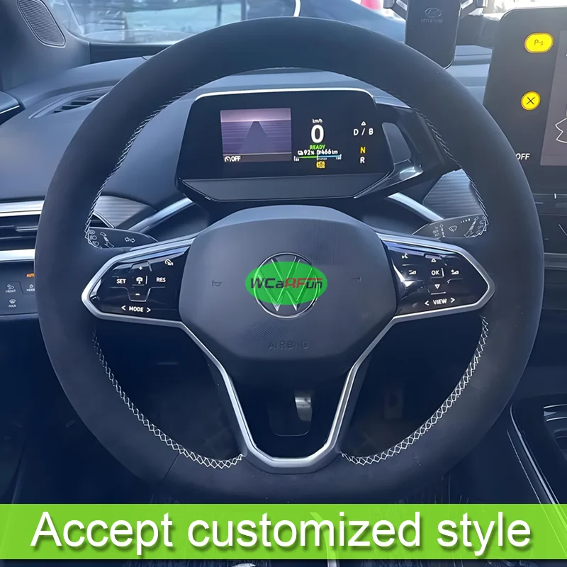 Customize Leather Braid Steering Cover For Volkswagen VW MK8 Atlas Cross Sport Caddy Touareg Tiguan Jetta Golf 8 Passat Arteon