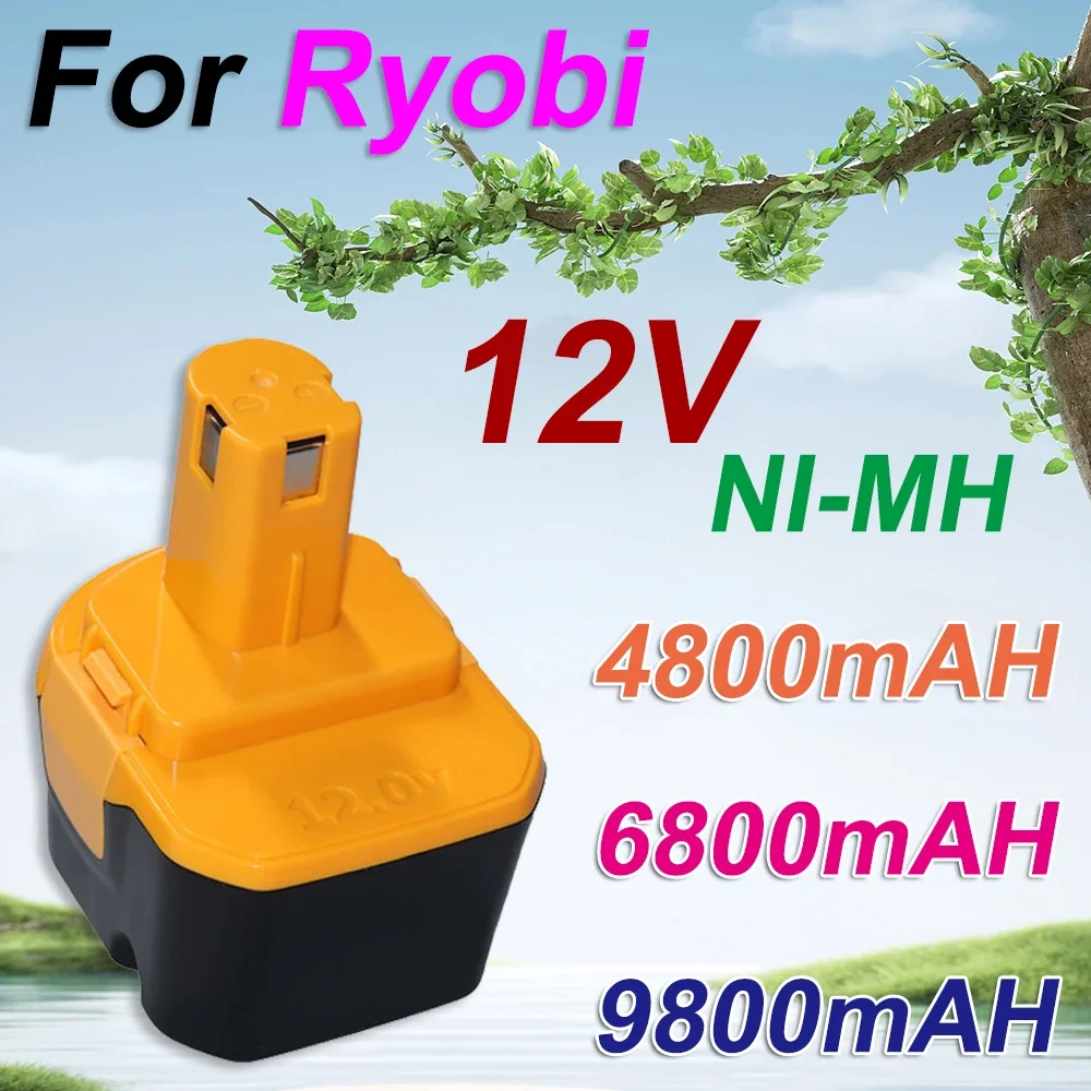 

for Ryobi Battery 12V 4.8/6.8/9.8Ah Replacement 1400652 BID1211 CCD1201 CHD1201 CTH1201 CTH1202 FL1200 Cordless Power Tools