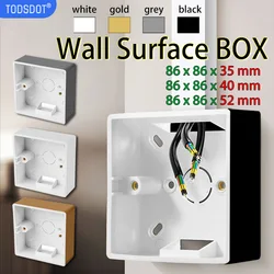 Switch Socket Box 4 Color 86 Type 35 | 40 | 50 mm, Premium Wall Surface Junction Box, On-Wall Mount White | Black | Grey | Gold