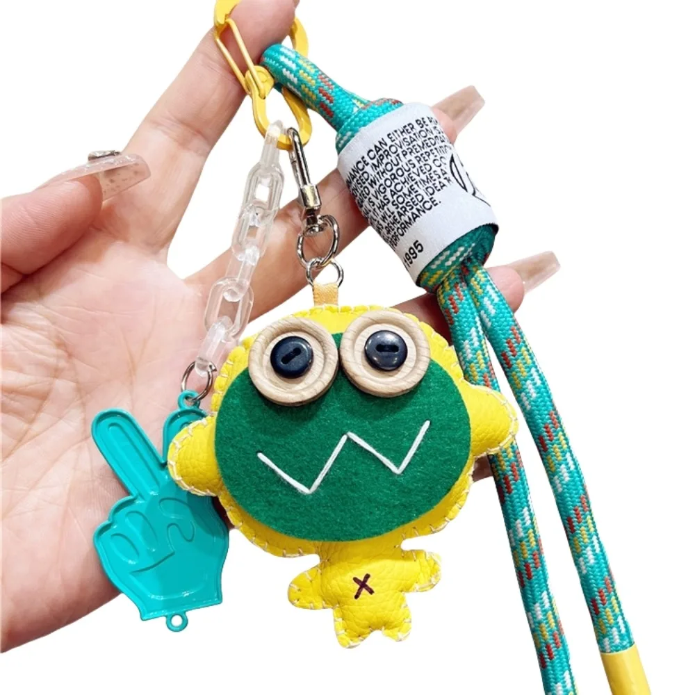 

Unique Funny Leather Keychain PU Button Eye Cartoon Keychain Charm Bag Ornament Dolls Pendant Bag/key Decor