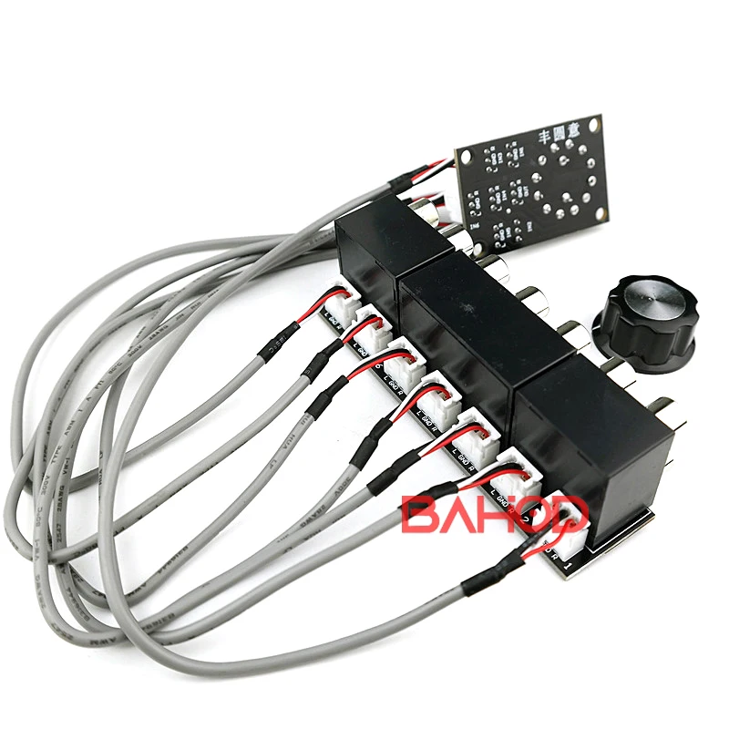 BAHOD 6-Way Dual-Channel Audio Signal Switcher Knob Switch Board With Sealed RCA Lotus Seat Shielded Wire