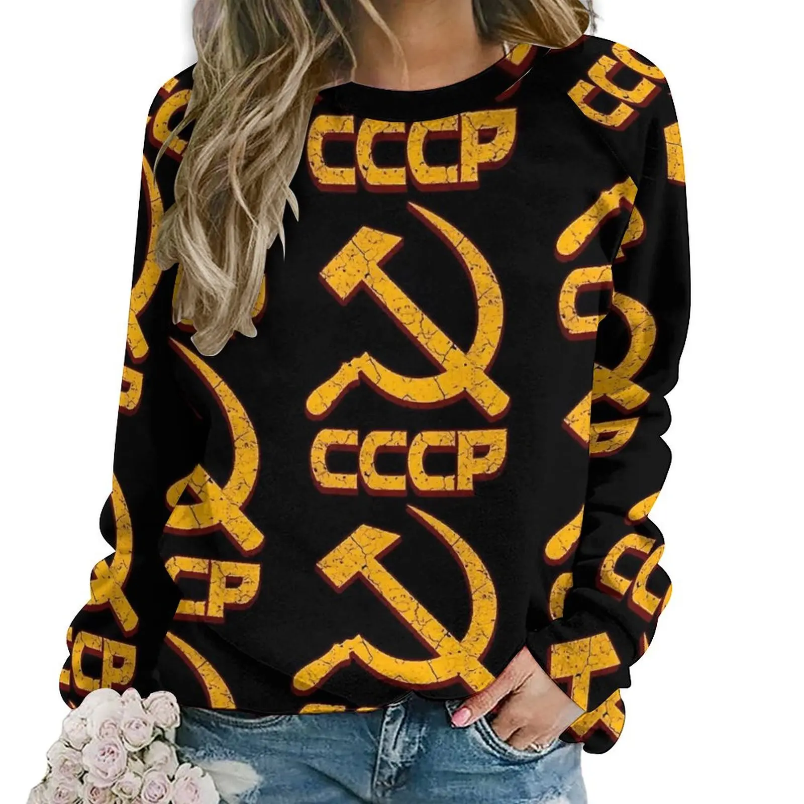 CCCP Casual Hoodies USSR Hammer and Sickle Cute Printed Hoodie Autumn Long Sleeve Harajuku Oversized Sweatshirts Birthday Gift