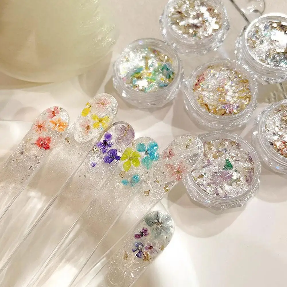 Atacado 6 cores sonho colorido prego flor lantejoulas 3d lantejoulas prego glitter