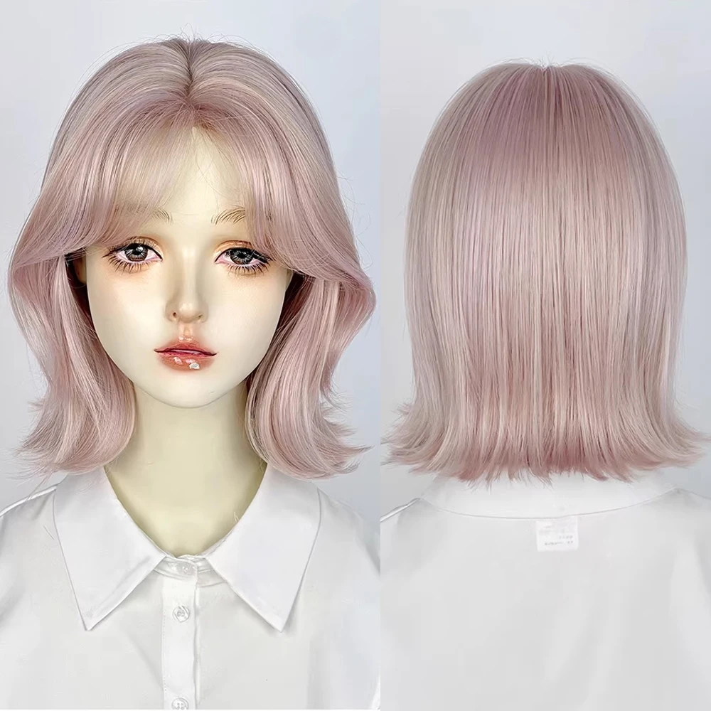 short-straight-pink-bob-synthetic-wigs-with-bangs-lolita-cosplay-fluffy-women-wig-heat-resistant-for-daily-partyv